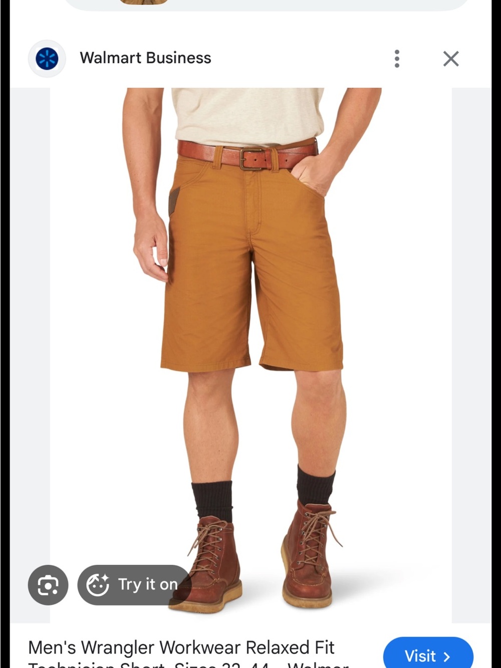 Wrangler Men's Flat Front Work Shorts in Tan